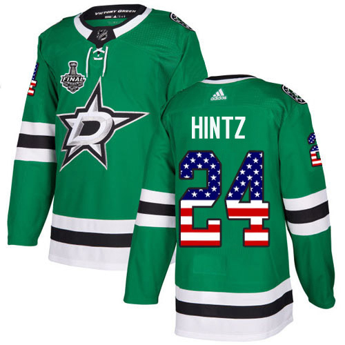 Adidas Dallas Stars #24 Roope Hintz Green Home Authentic USA Flag Youth 2020 Stanley Cup Final Stitched NHL Jersey